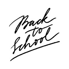 Hand drawn lettering isolated on the white background with words: Back to school. Hand written vector quote. 