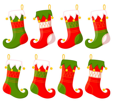 Colorful cartoon christmas stocking set