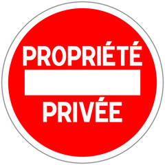 Panneau routier en france: sens interdit - propriété privée - obrazy, fototapety, plakaty