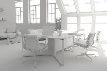 Model of conference room interior design. 3d rendering