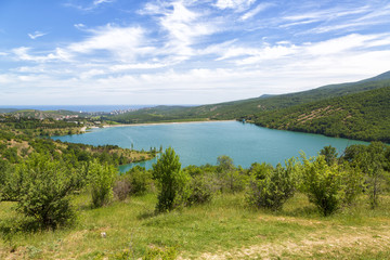 Fototapeta na wymiar View of the reservoir in the Crimea