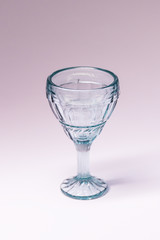 Glass wine glasses on white background.