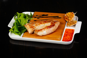 Grilled pork steak