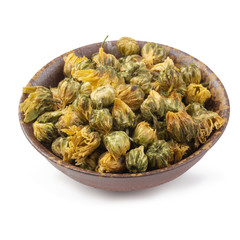 Dried chrysanthemum flowers isolated on white background