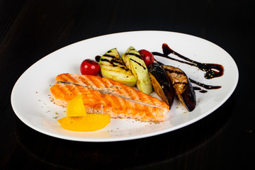 Grilled salmon steak