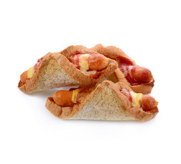  Hotdogs bread of cheese isolated on white background