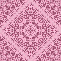 pattern with floral mandala, decorative seamless Vector illustration.