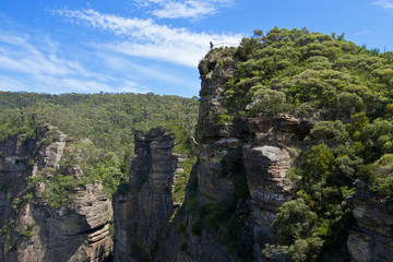 Fototapeta na wymiar Pulpit Rock Lookout in Blue Mountains in Australia.