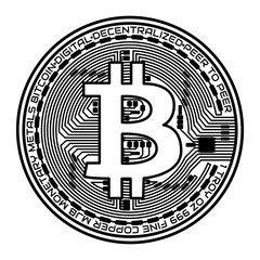 Bitcoin coin on white background. Vector illustration