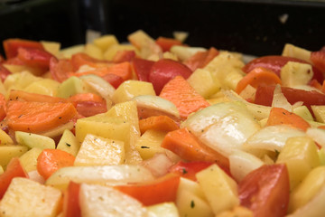 finely chopped raw vegetables in oil and spices