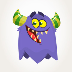 Funny cartoon monster smiling. Vector clipart