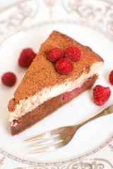 Chocolate cake with raspberries