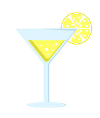 Yellow Cocktail in Glass Long Leg with Umbrella