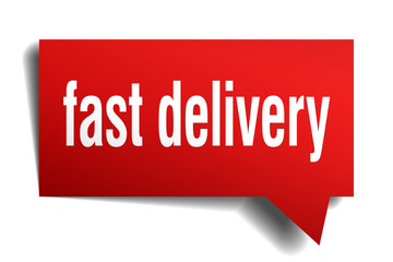 fast delivery red 3d speech bubble