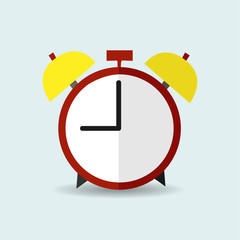 Alarm clock vector icon in flat style. Back to school concept.