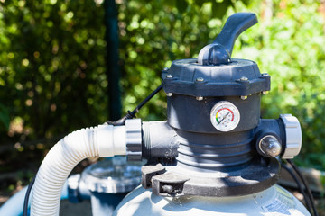 pump of outdoor filtering system of swimming pool