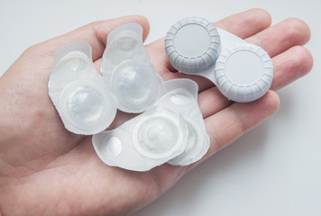 New contact lens in containers.