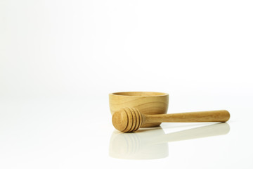 Honey dipper with wooden bowl