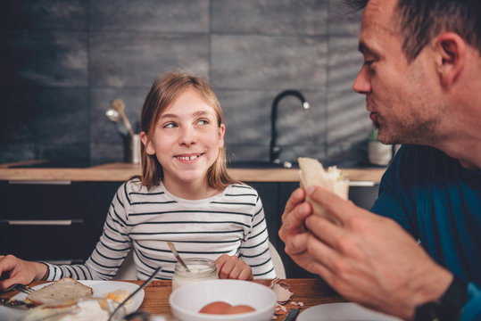 Father Telling Jokes To Her Daughter