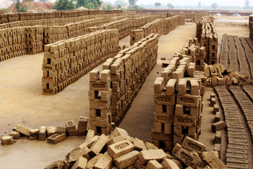 Brick Manufacturing factory located in rural India.