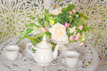 stylish still life with tea service 1