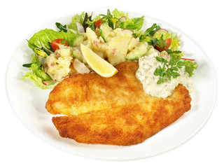 Backfisch mit Kartoffelsalat und Remoulade