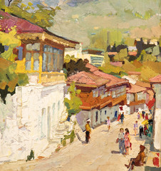 landscape, oil painting, hand made