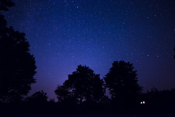 Naklejka premium dark night sky in the Czech republic, during perseids meteor shower