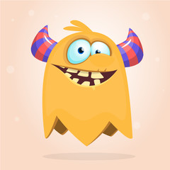 Angry cartoon monster. Halloween vector illustration of flying monster character