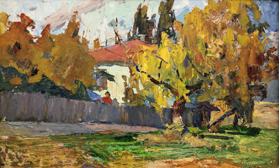 landscape, oil painting, hand made