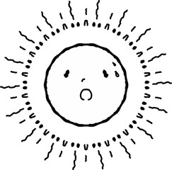 Surprising face shiny sun mandala in black and white