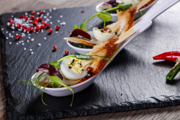 Snack with eel and egg