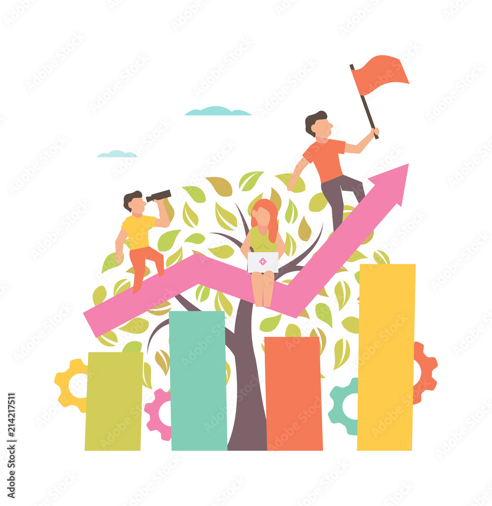 Wall mural Growing business Illustration with diagram 