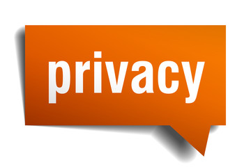 privacy orange 3d speech bubble