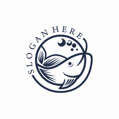 Fish Logo Vector Template For Fishing Logo