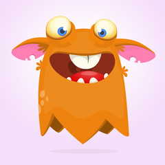 Cartoon orange monster character. Vector illustration