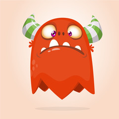Grumpy cartoon monster. Vector Halloween illustration of funny monster clipart