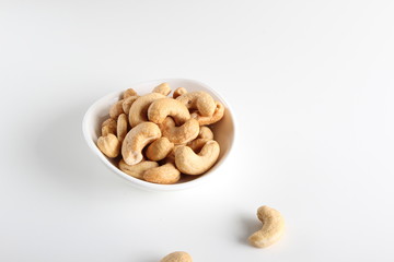 cashew nuts on white background