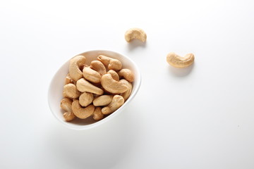 cashew nuts on white background