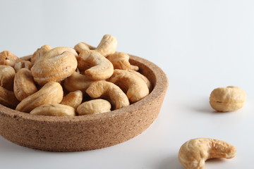 cashew nuts on white background