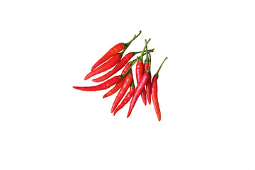 Pile of Red Chillies Isolated on White Background