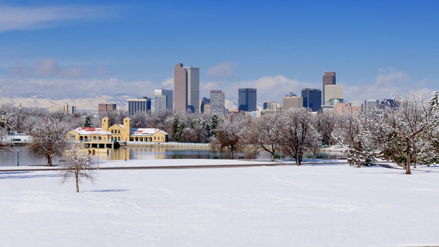 Denver Skyline in Winter