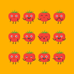 Obraz premium Tomato character set different options and emotions