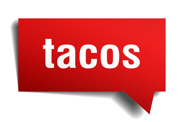 tacos red 3d speech bubble