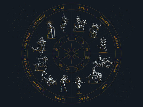 The zodiac circle. Vector illustration.