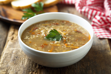 Lentil and pasta soup