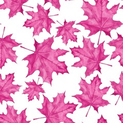 Maple leaves. Watercolor painting. Seamless pattern. Background 1