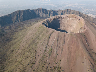 Aerial view of scenic mount Vesuvius, Naples in Campania, Italy