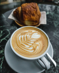 Coffee latte with Chocolate Croissant