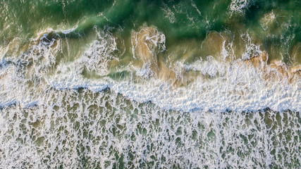 aerial view of dramatic foamy sea waves, Ashdod, Israel